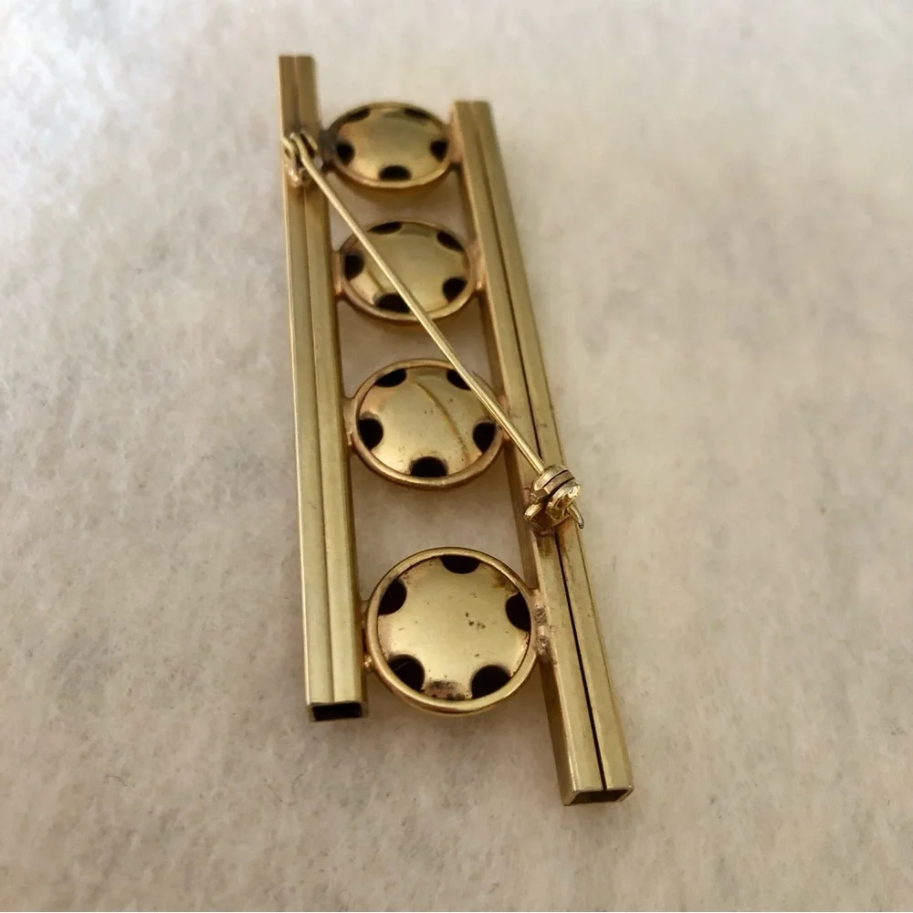 Modernist Bar Brooch polished spheres Parallel Bars Geometric